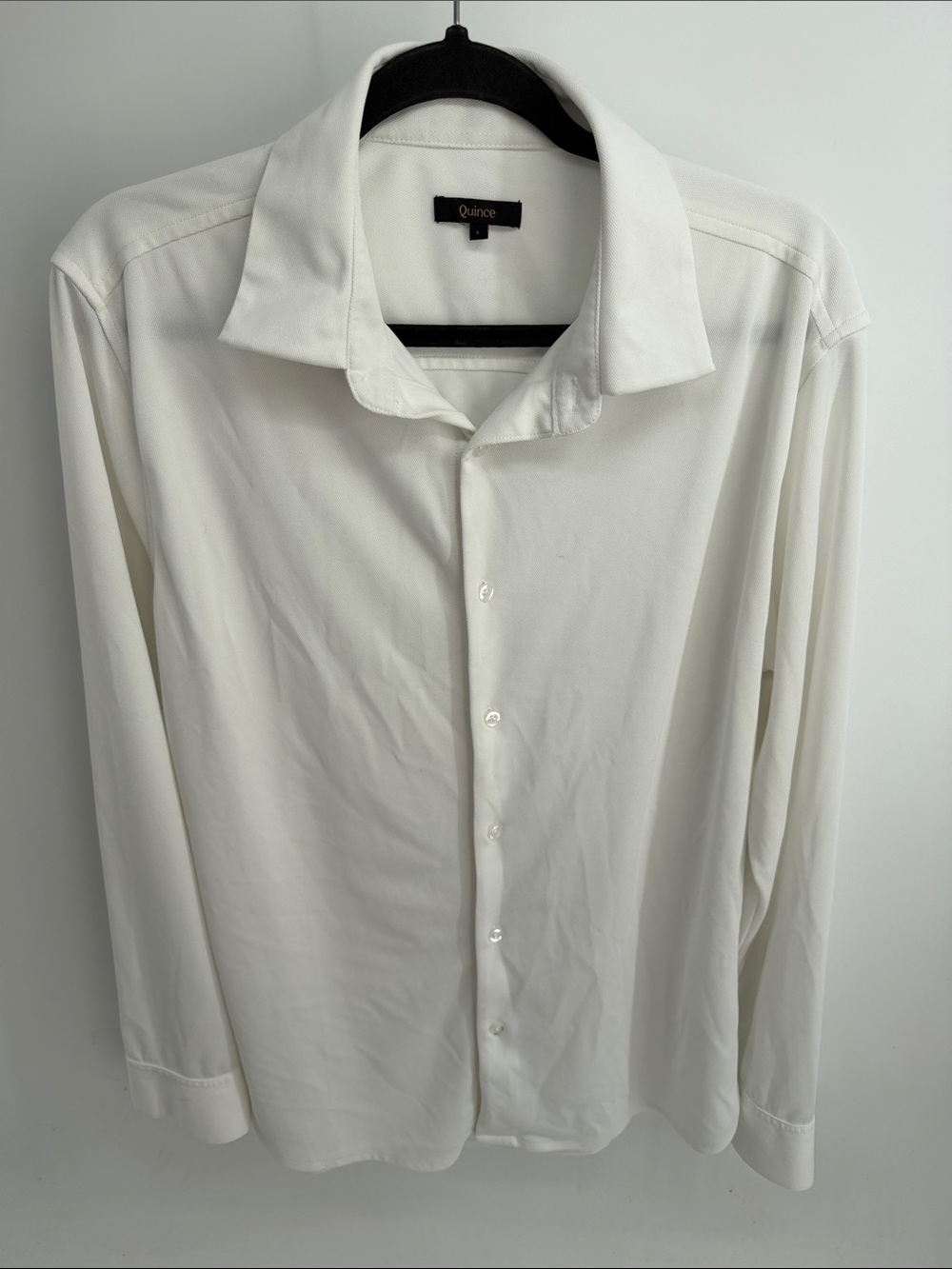 Quince Comfort Flex Performance fine knit long sleeve button up dress shirt sz L